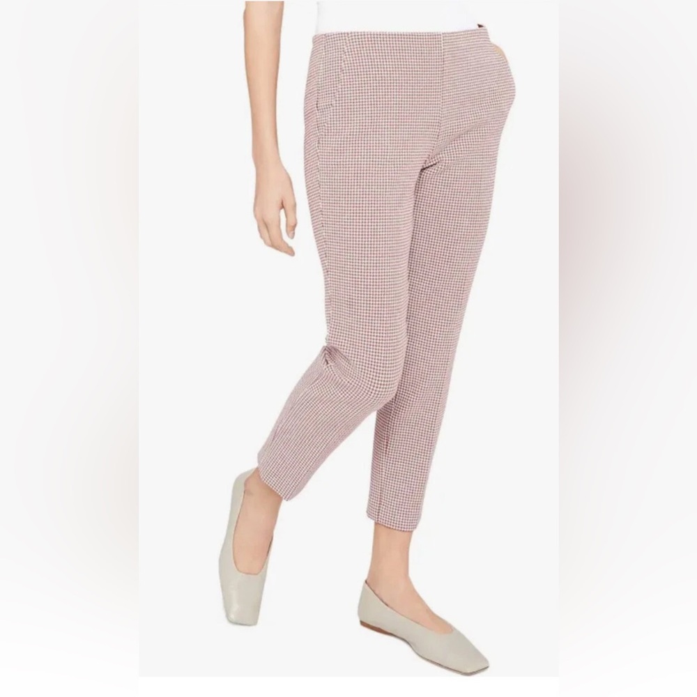 Theory Treeca Houndstooth Ankle Pants In White Multi Sz 14